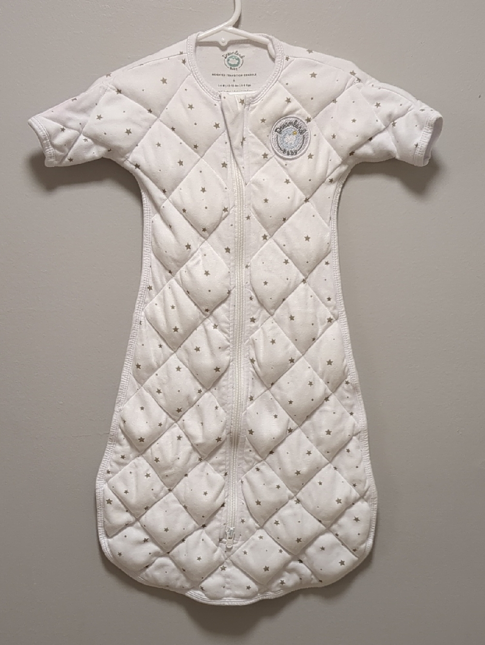Dreamland Baby Dream Weighted Transition Sleep Sack White Star Cotton 3/6 Months